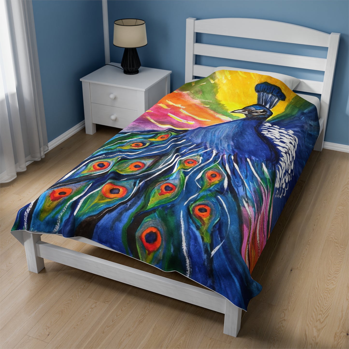 Velveteen Plush Blanket: the peacock plush blanket